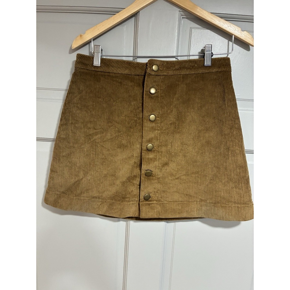 American Appareal Corduroy Mini‎ Skirt Womens M Brown Button Front Cotton Preppy